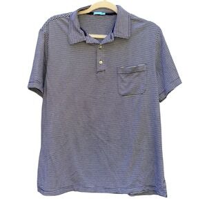 J.McLaughlin Women's Striped‎ Pima Cotton Polo Shirt Size Large Navy White